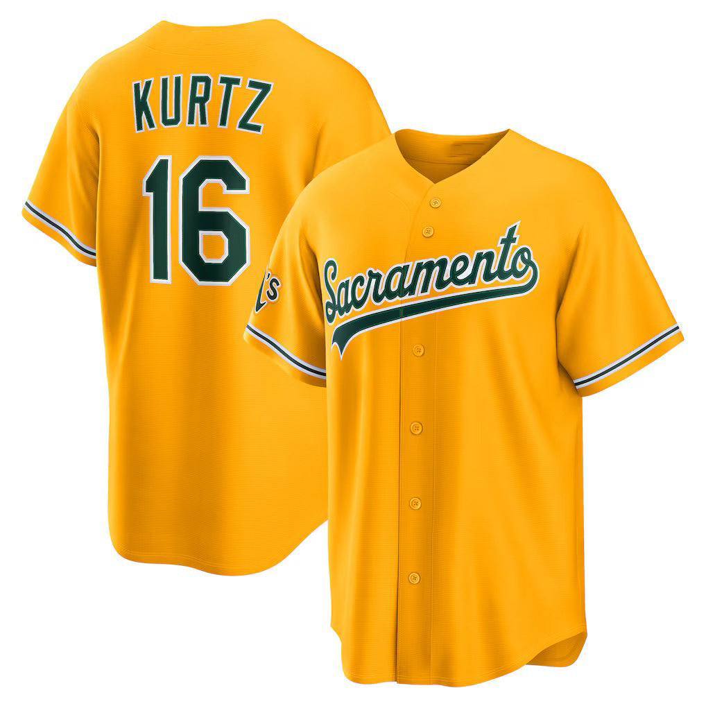 Oakland Athletics #16 Nick Kurtz Gold Jermy Alternate Stadium Jersey