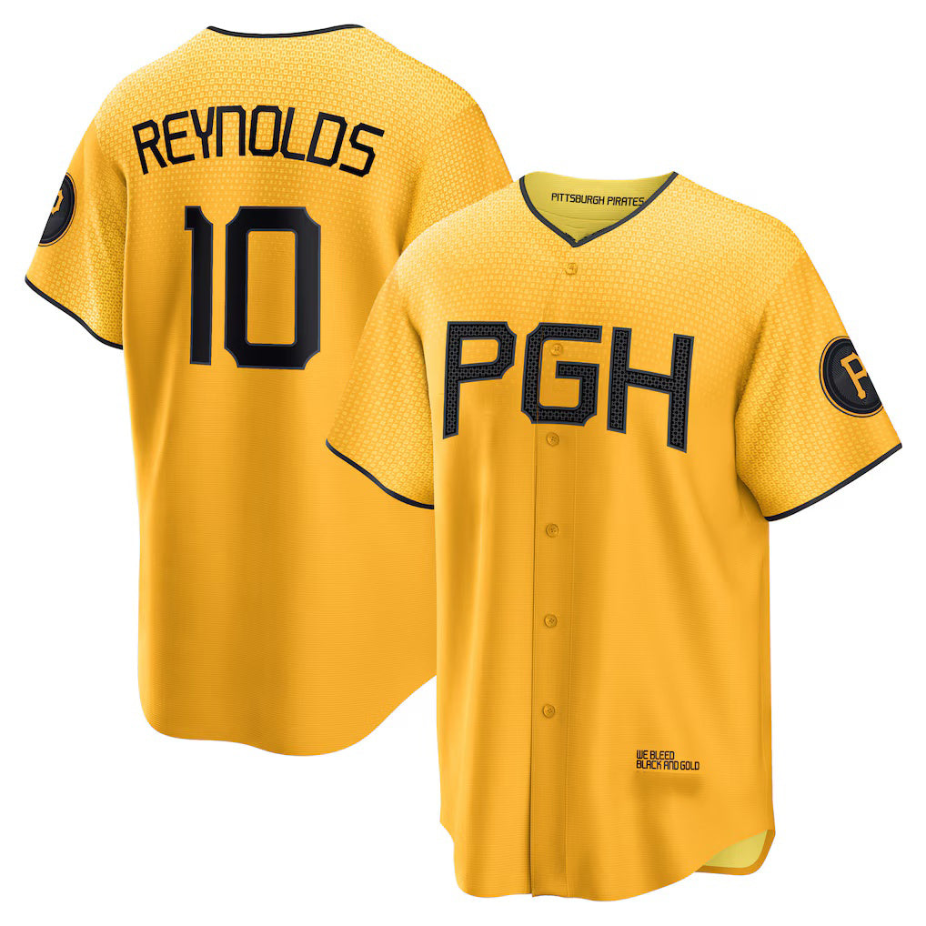 Pittsburgh Pirates #10 Bryan Reynolds Gold Jermy City Connect Replica Player Jersey
