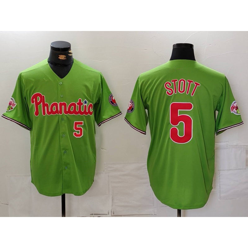 Philadelphia Phillies #5 Bryson Stott Number Green Jermy With Patch Stitched Cool Base Jersey