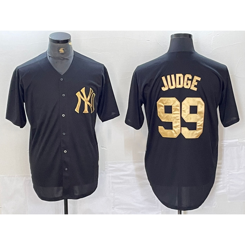 New York Yankees #99 Aaron Judge Black Gold Jermy Cool Base Stitched Jersey