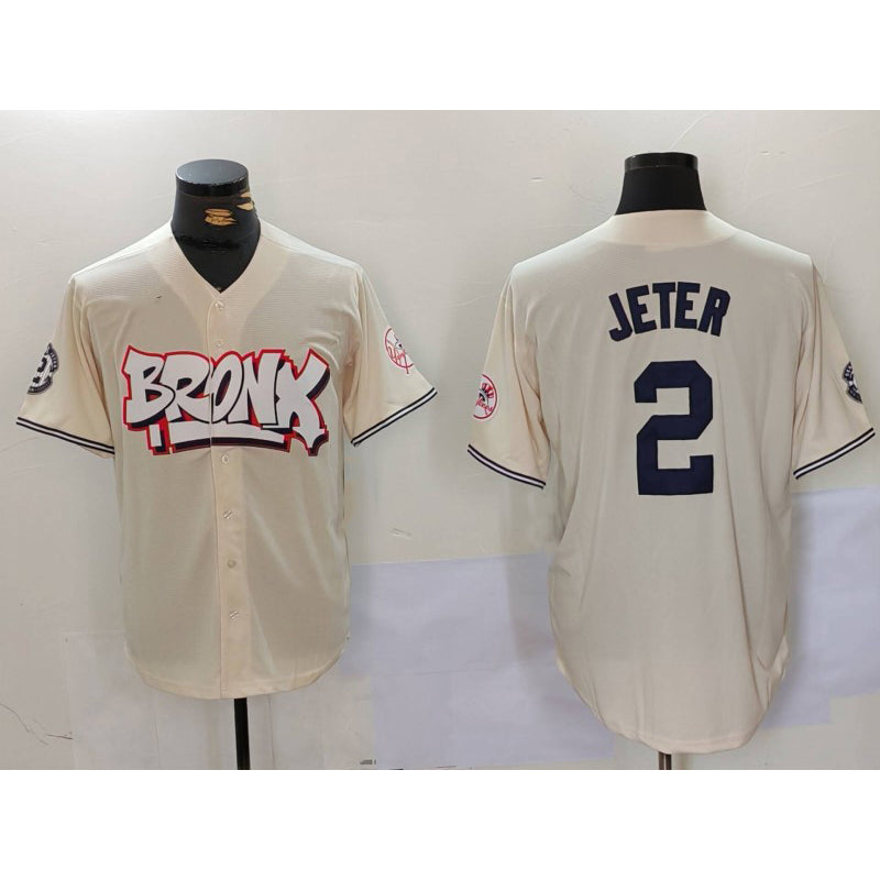 New York Yankees #2 Derek Jeter Cream Jermy Limited Stitched Jersey 2
