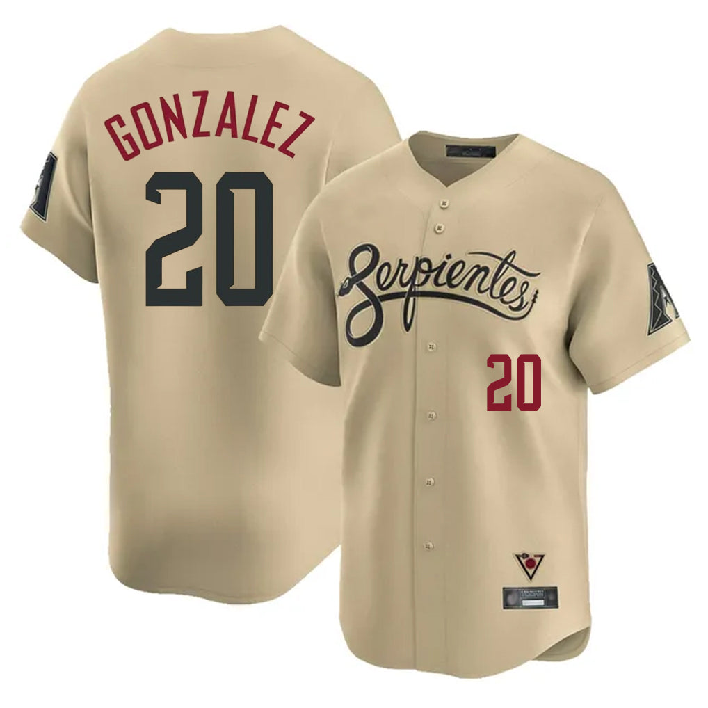 Arizona Diamondbacks #20 Luis Gonzalez Player Tan Jermy City Connect Limited Home Game Stitched Jerseys