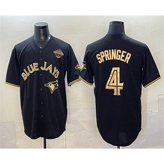 Toronto Blue Jays #4 George Springer Black Gold Jermy 2025 American League Champions Limited Stitched Jersey