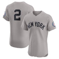 New York Yankees #2 Derek Jeter Gray Jermy Road 2020 Hall of Fame Induction Patch Elite Player Jersey