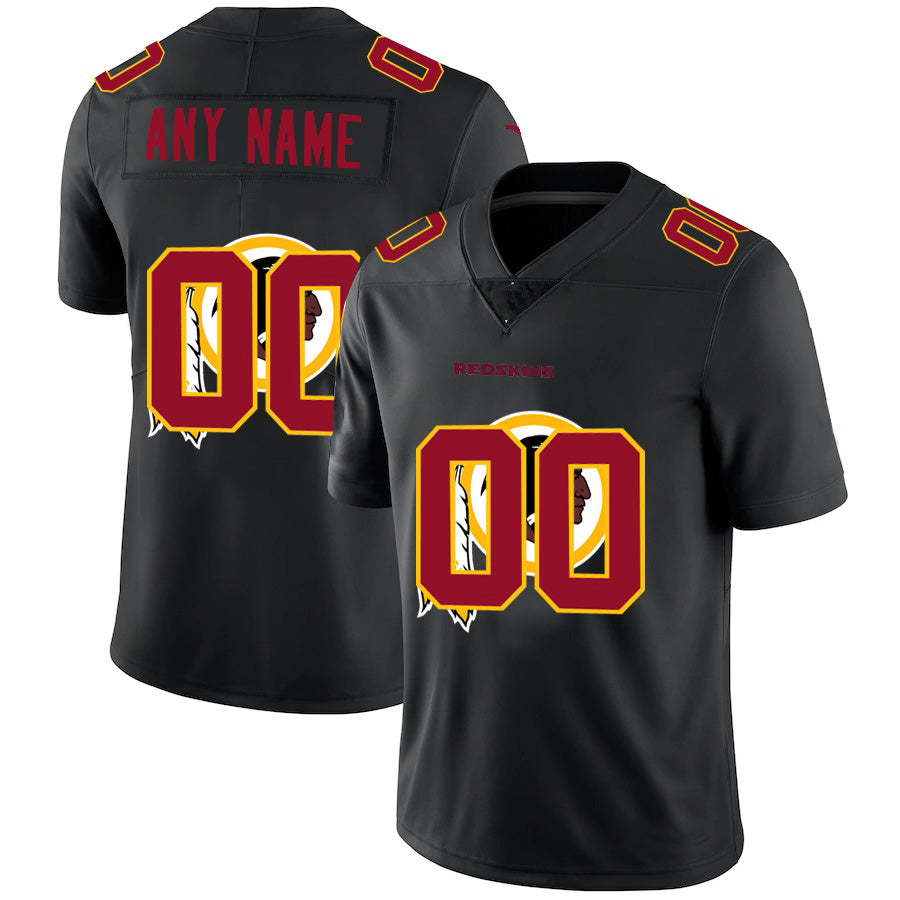 Custom W.Redskins Black Jermy Team Logo Dual Overlap Limited Jersey