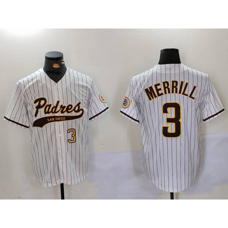 San Diego Padres #3 Jackson Merrill White Jermy 2023 Cool Base Stitched Jerseys