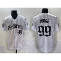 New York Yankees #99 Aaron Judge White Jermy Fashion Pinstripe 'Gothic Legacy Edition' Vapor Premier Limited Stitched Jersey
