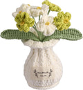 Forget-Me-Not Crochet Flower Potted Plant – Handmade Desk Decor, 7 Bloom Crochet Flowers in Fresh Green Shades