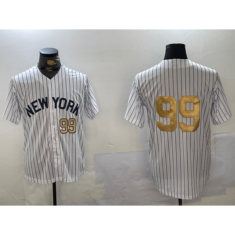 New York Yankees #99 Aaron Judge White Jermy Pinstripe Without Name Fashion Cool Base Jerseys