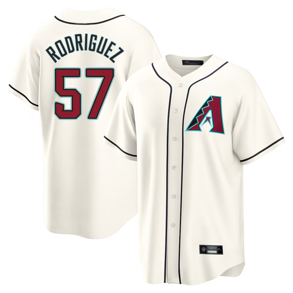 Arizona Diamondbacks #57 Eduardo Rodriguez Player Cream Jermy Home Game Stitched Jerseys