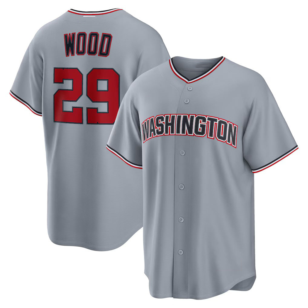Washington Nationals #29 James Wood Gray Jermy Road Replica Jersey