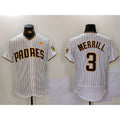 San Diego Padres #3 Jackson Merrill White Jermy With PS Patch Stitched Flex Base Jersey 2