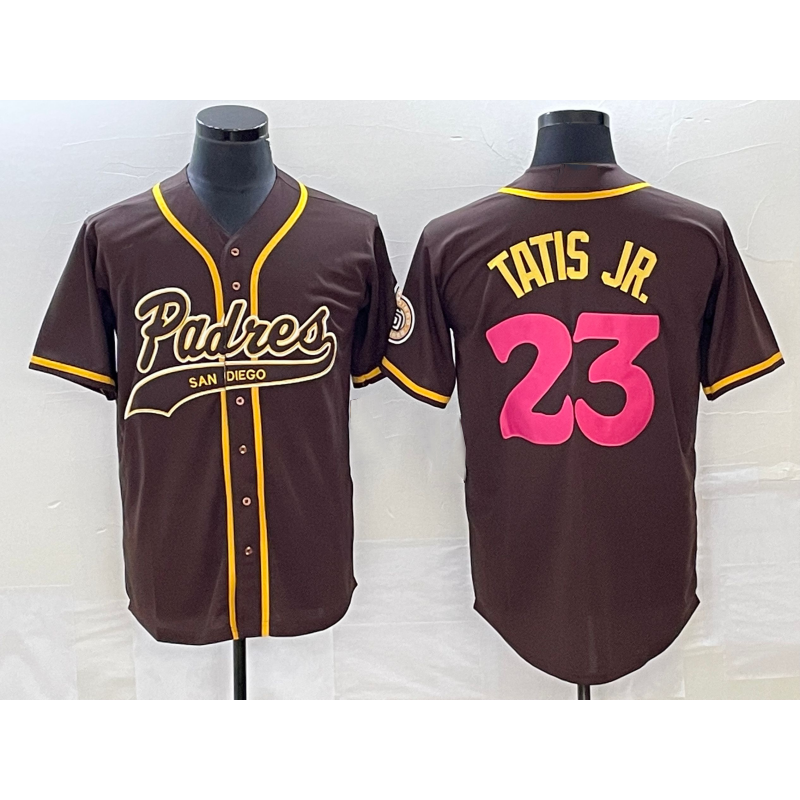San Diego Padres #23 Fernando Tatis Jr Brown Jermy NEW 2023 City Connect Cool Base Stitched Jersey 2