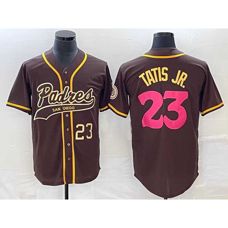 San Diego Padres #23 Fernando Tatis Jr Number Brown Jermy NEW 2023 City Connect Cool Base Stitched Jersey