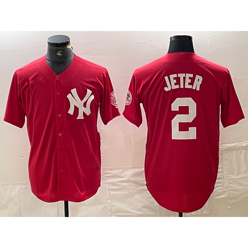 New York Yankees #2 Derek Jeter Red Jermy Fashion Cool Base Jersey