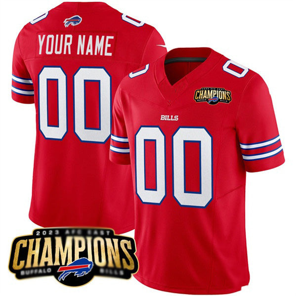 Custom B.Bills Active Player Red Jermy 2023 F.U.S.E. AFC East Champions Ptach Stitched Jersey