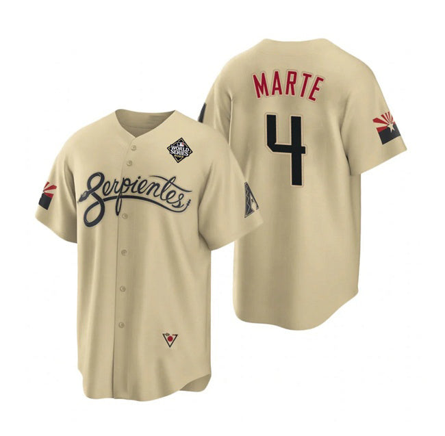 Arizona Diamondbacks #4 Ketel Marte Gold Jermy 2023 World Series City Connect Cool Base Stitched Jersey