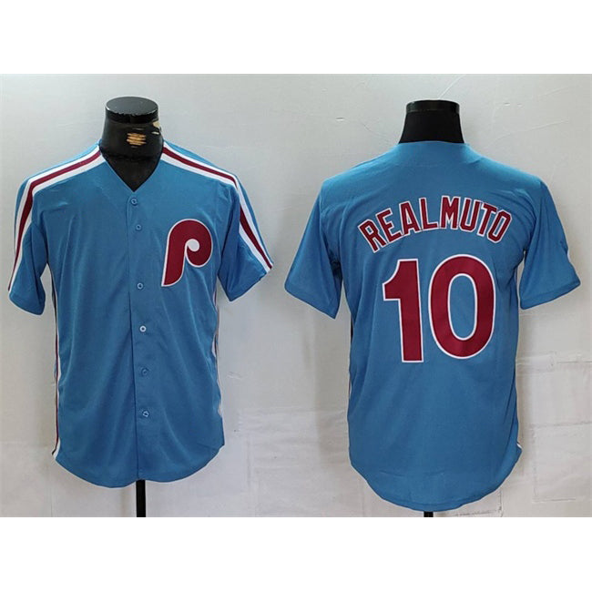 Philadelphia Phillies #10 J.T. Realmuto Blue Jermy Cool Base Stitched Jersey