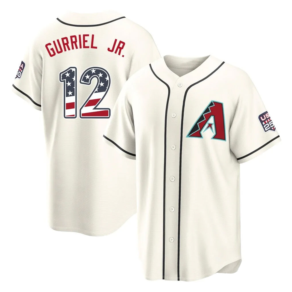 Arizona Diamondbacks #12 Lourdes Gurriel Jr Player Cream Jermy USA 250 Fourth of July Home Game Stitched Jerseys