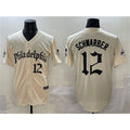 Philadelphia Phillies #12 Kyle Schwarber Cream Jermy Gothic Vapor Limited Stitched Jersey