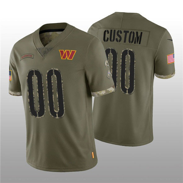 Custom W.Commanders ACTIVE PLAYER 2022 Olive Jermy Salute To Service Limited Stitched Jersey