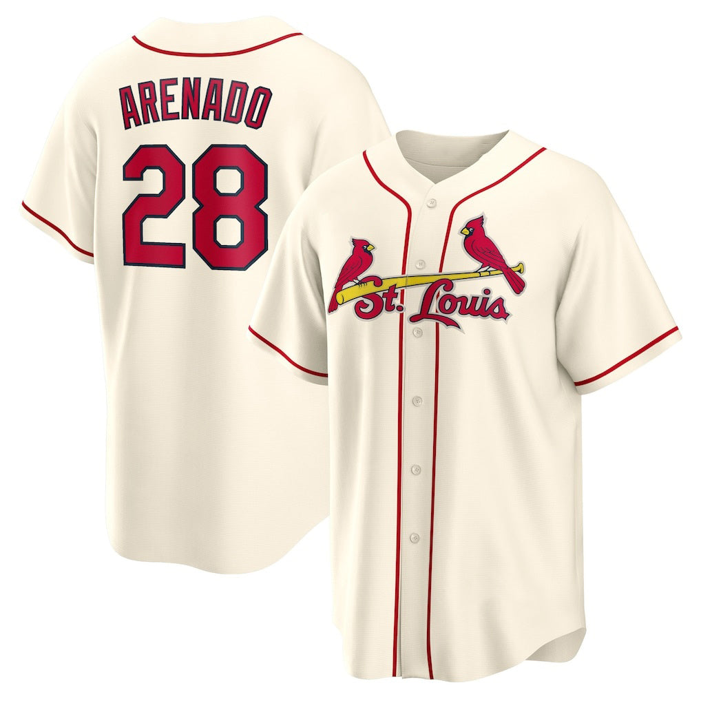 St. Louis Cardinals #28 Nolan Arenado Cream Jermy Alternate 2 Replica Jersey