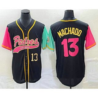 San Diego Padres #13 Manny Machado Number Black Jermy NEW 2023 City Connect Cool Base Stitched Jersey