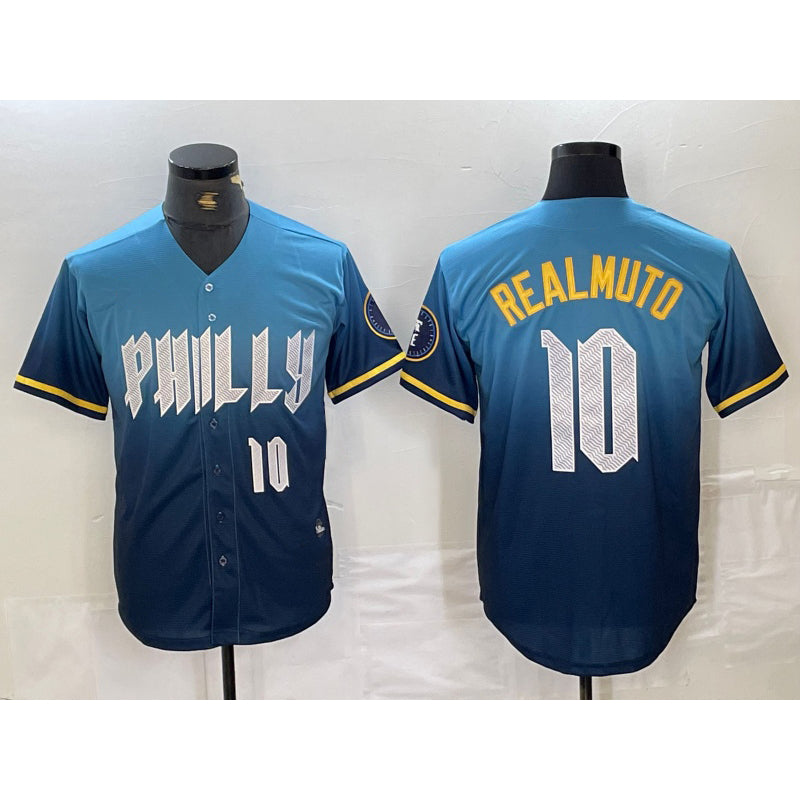 Philadelphia Phillies #10 JT Realmuto Number Blue Jermy 2024 City Connect Limited Stitched Jersey 2