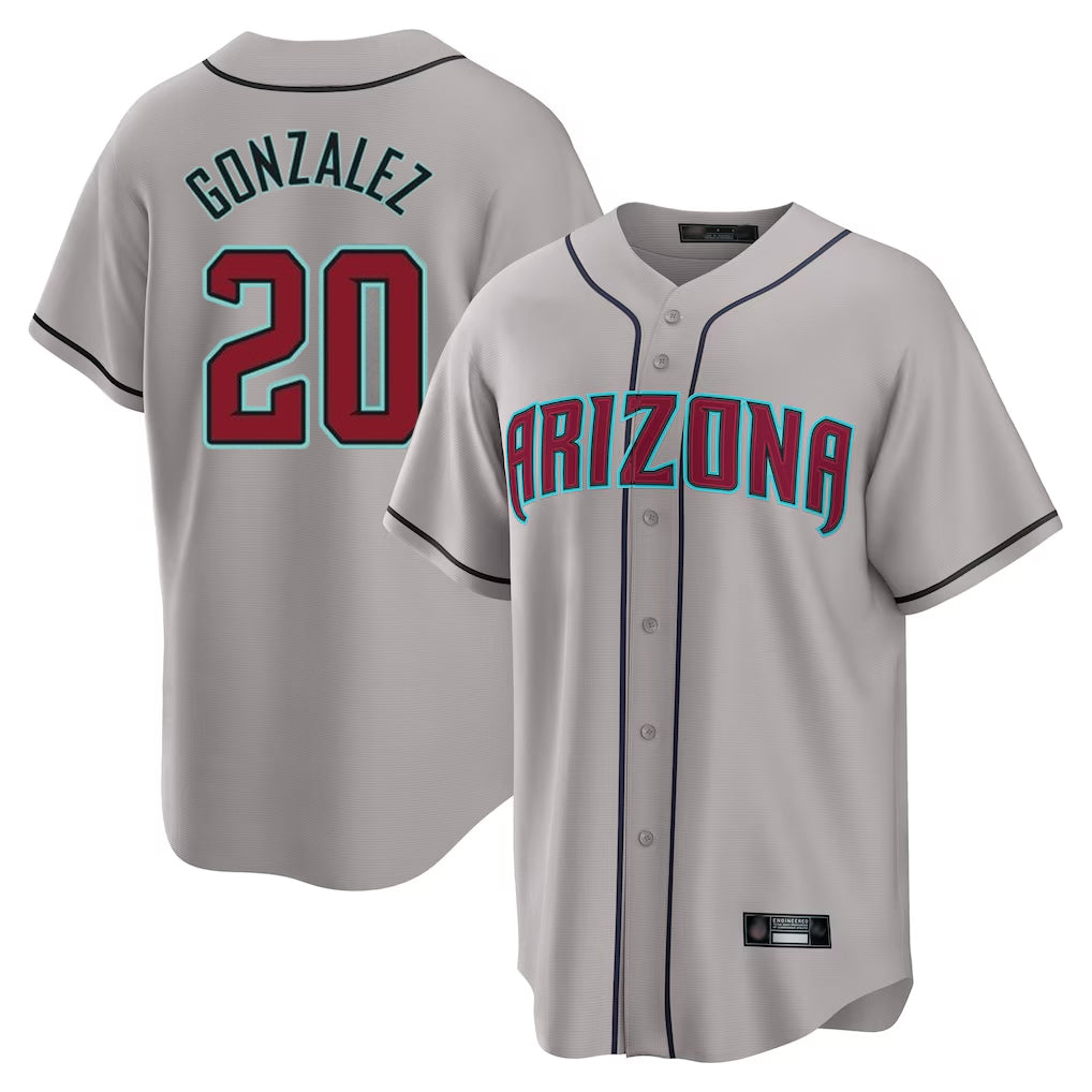 Arizona Diamondbacks #20 Luis Gonzalez Player Gray Jermy Road Home Game Stitched Jerseys