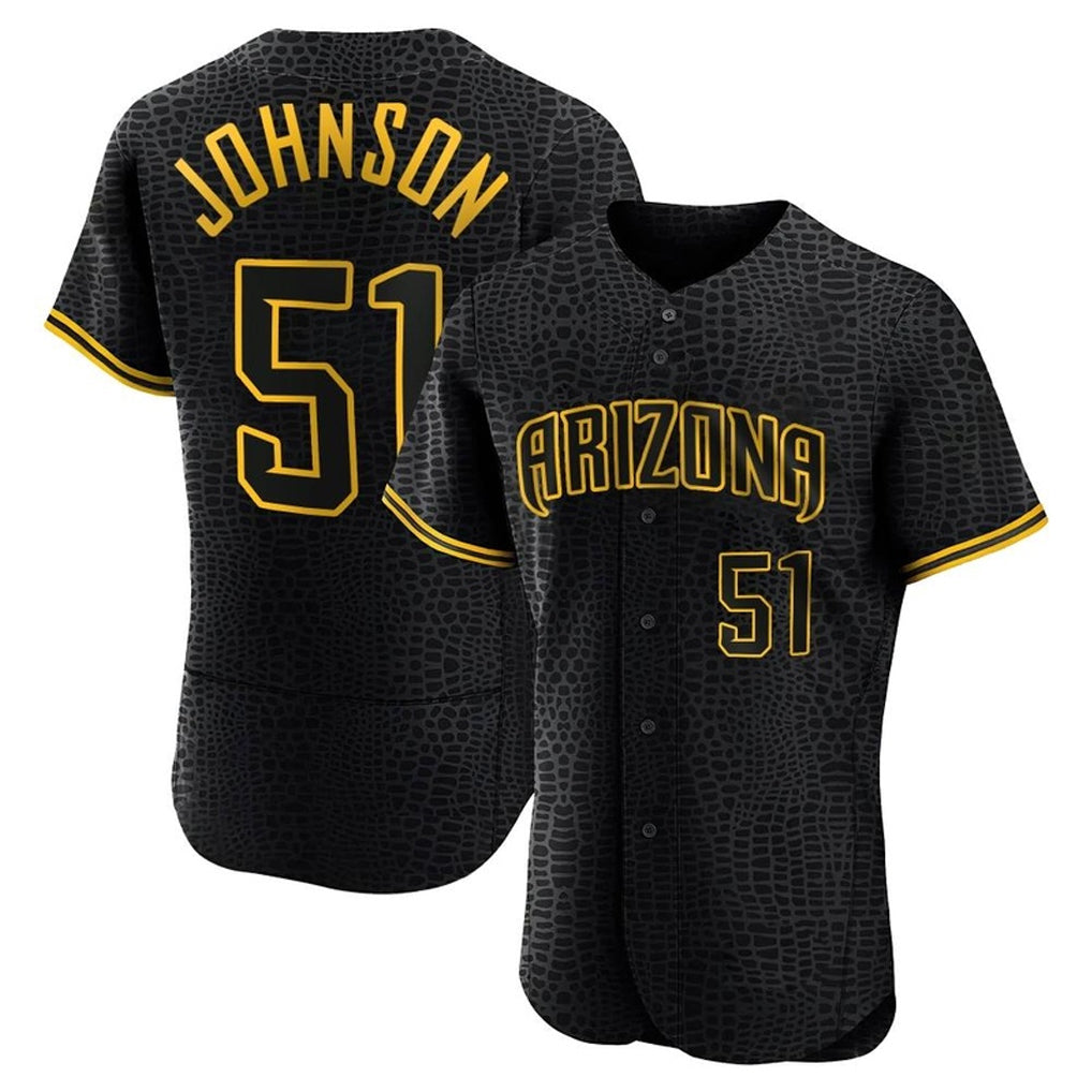 Arizona Diamondbacks #51 Randy Johnson Player Black Jermy Snake Skin City Limited Elite Home Game Stitched Jerseys