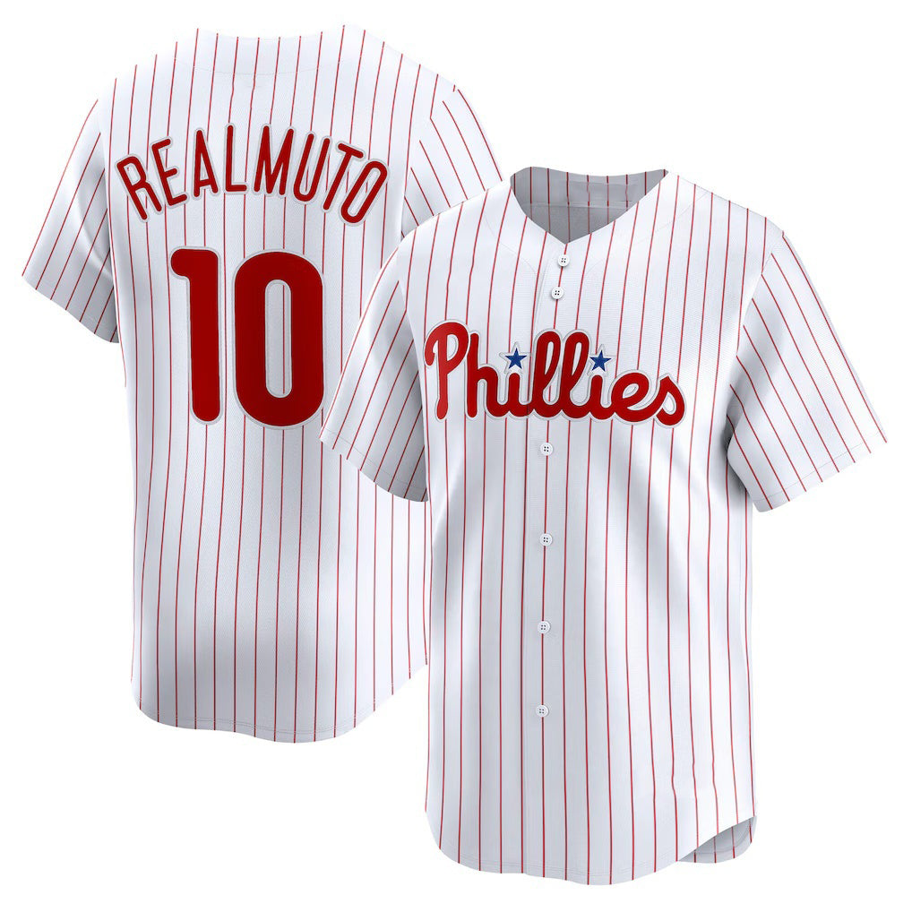 Philadelphia Phillies #10 J.T. Realmuto White Jermy Home Limited Player Jersey