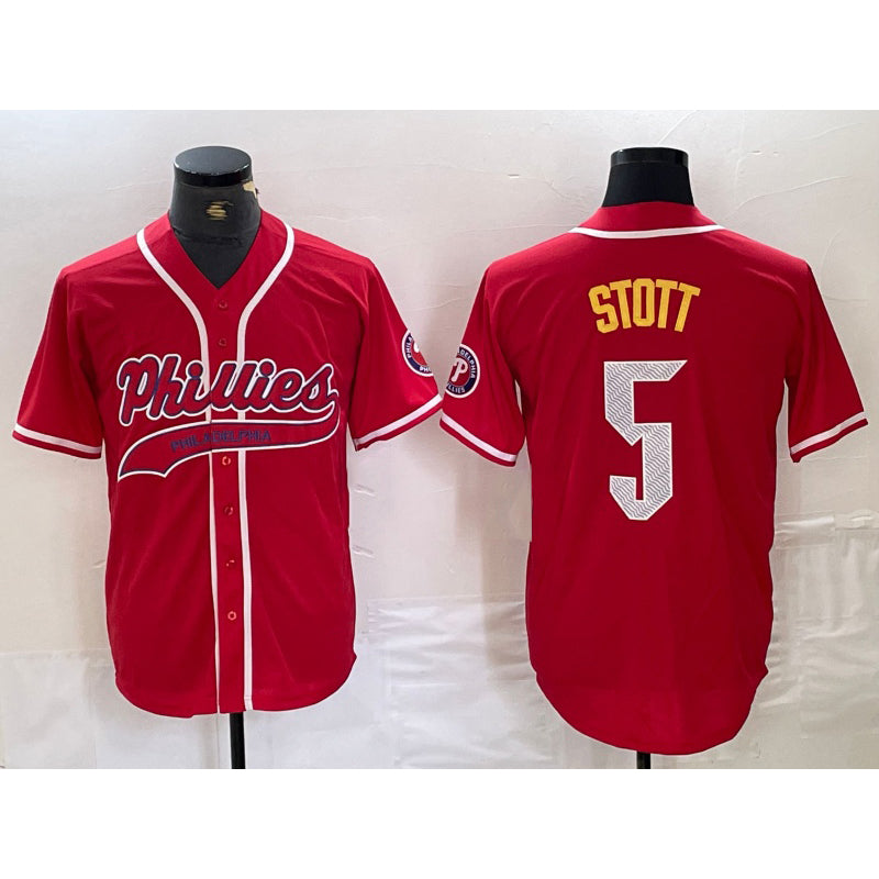 Philadelphia Phillies #5 Bryson Stott Red Jermy Cool Base Stitched Jersey