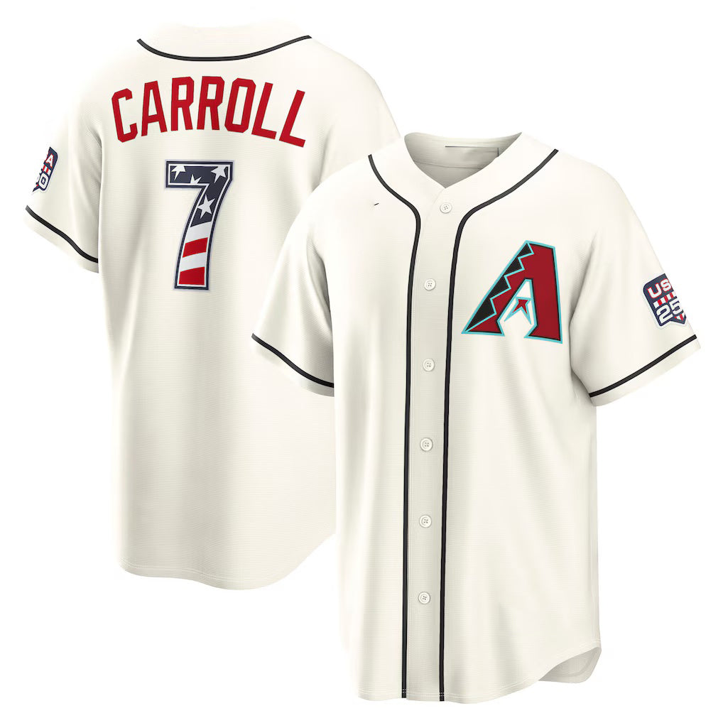 Arizona Diamondbacks #7 Corbin Carroll USA 250 Fourth of July Home Stadium Jersey - Cream Jermy