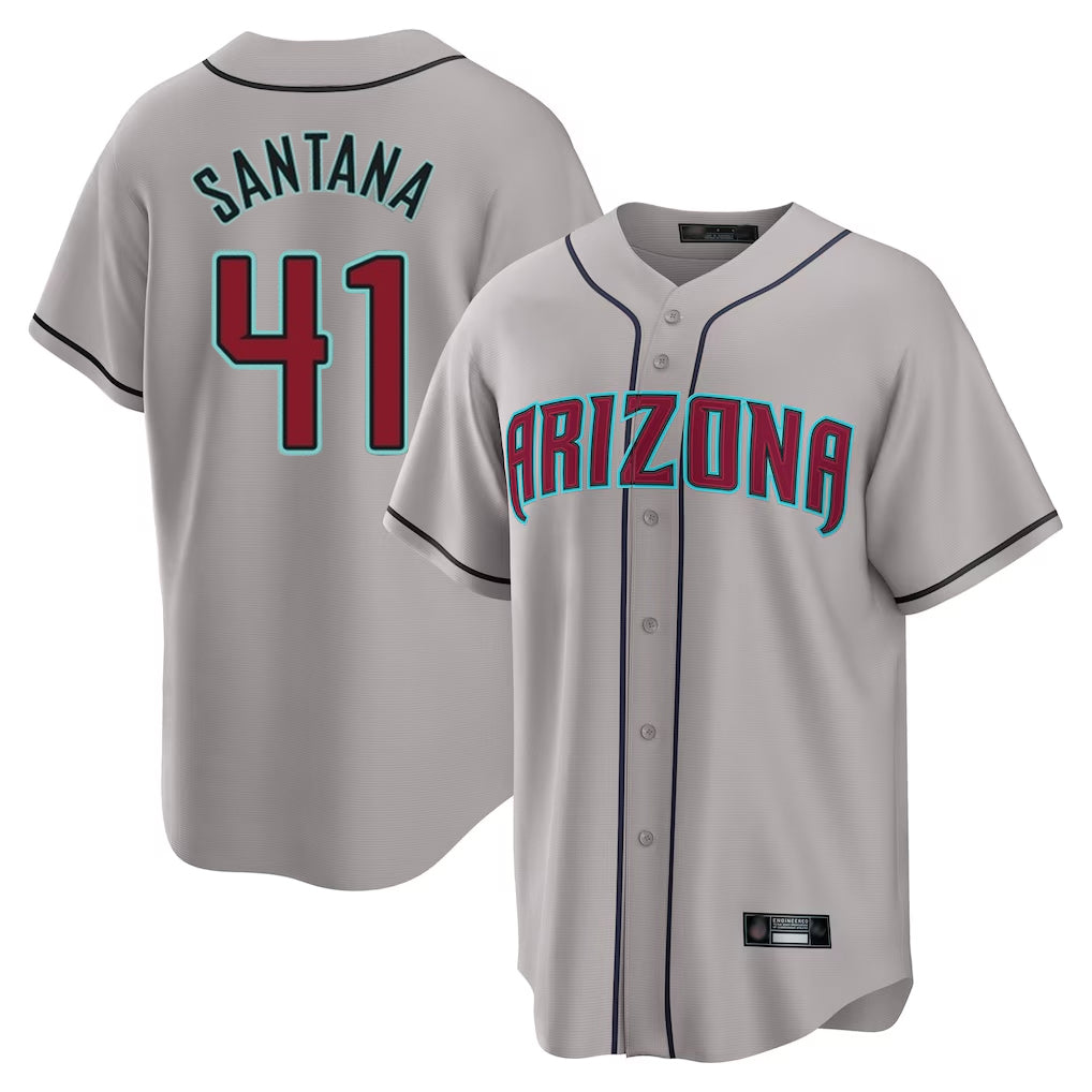Arizona Diamondbacks #41 Carlos Santana Player Gray Jermy Road Home Game Stitched Jerseys
