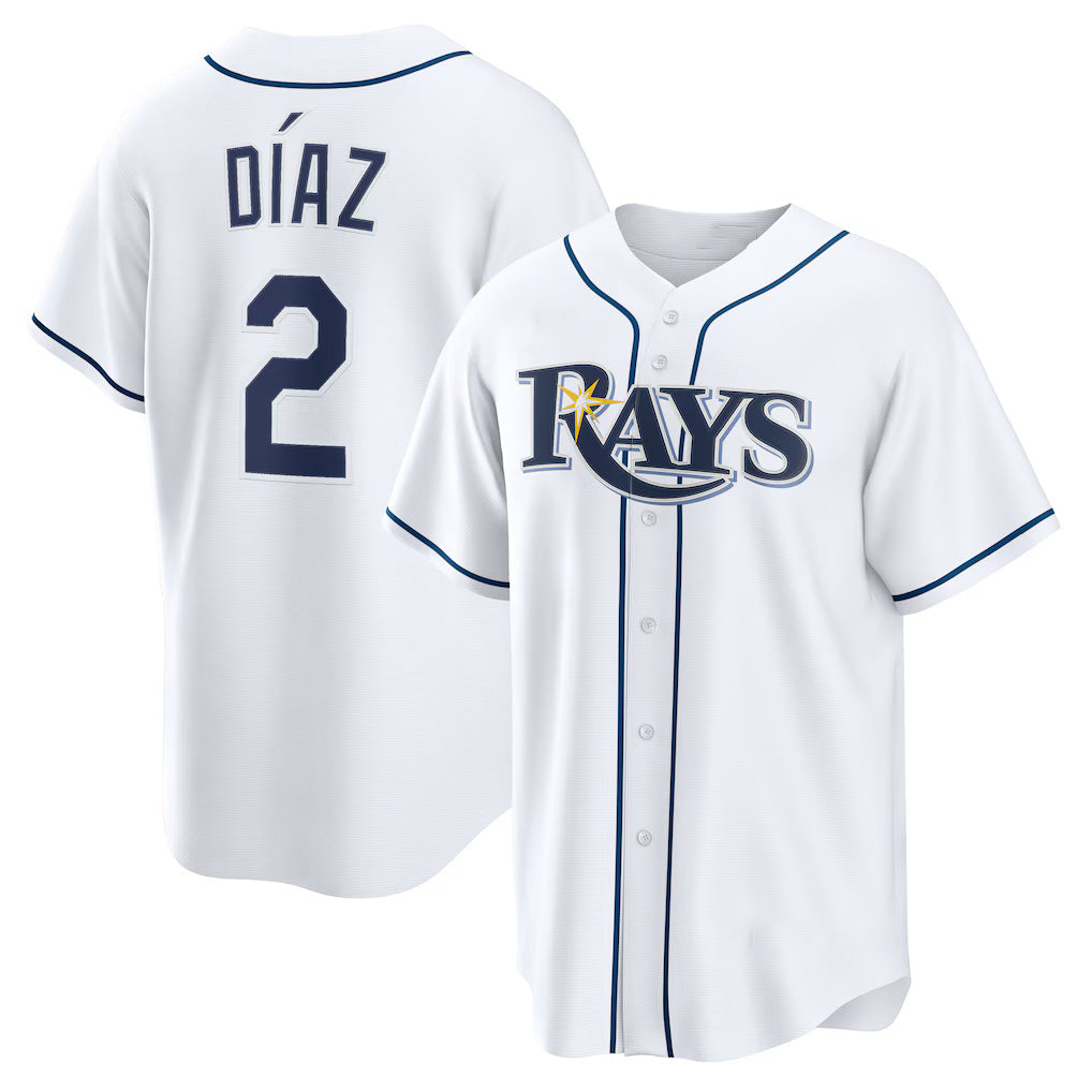 Tampa Bay Rays #2 Yandy D¨ªaz White Jermy Home Replica Jersey