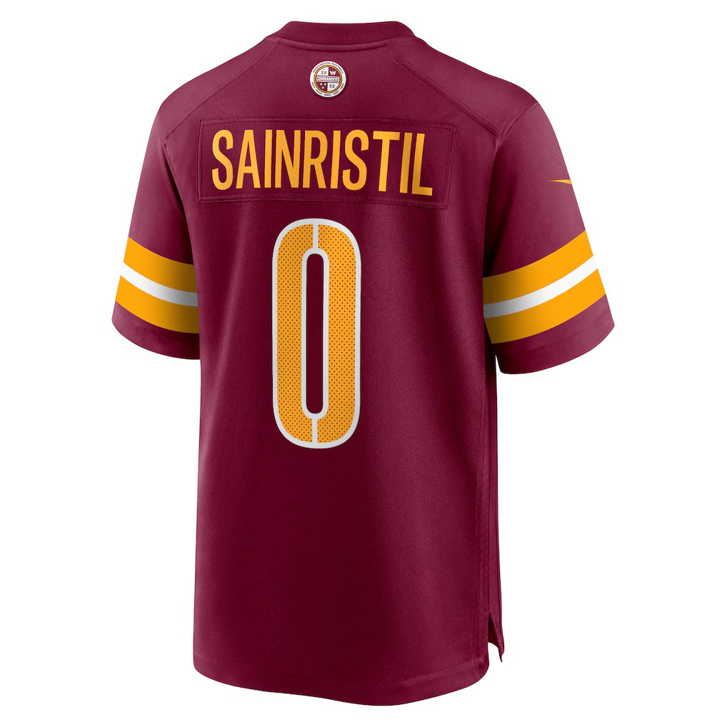 W.Commanders #0 Mike Sainristil Burgundy Jermy Game Jersey 2