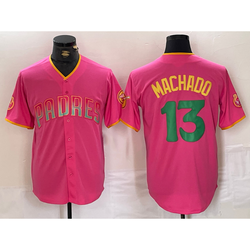 San Diego Padres #13 Manny Machado Pink Jermy Cool Base Stitched Jersey 2