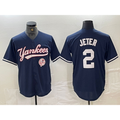 New York Yankees #2 Derek Jeter Navy Jermy With Patch Cool Base Stitched Jersey