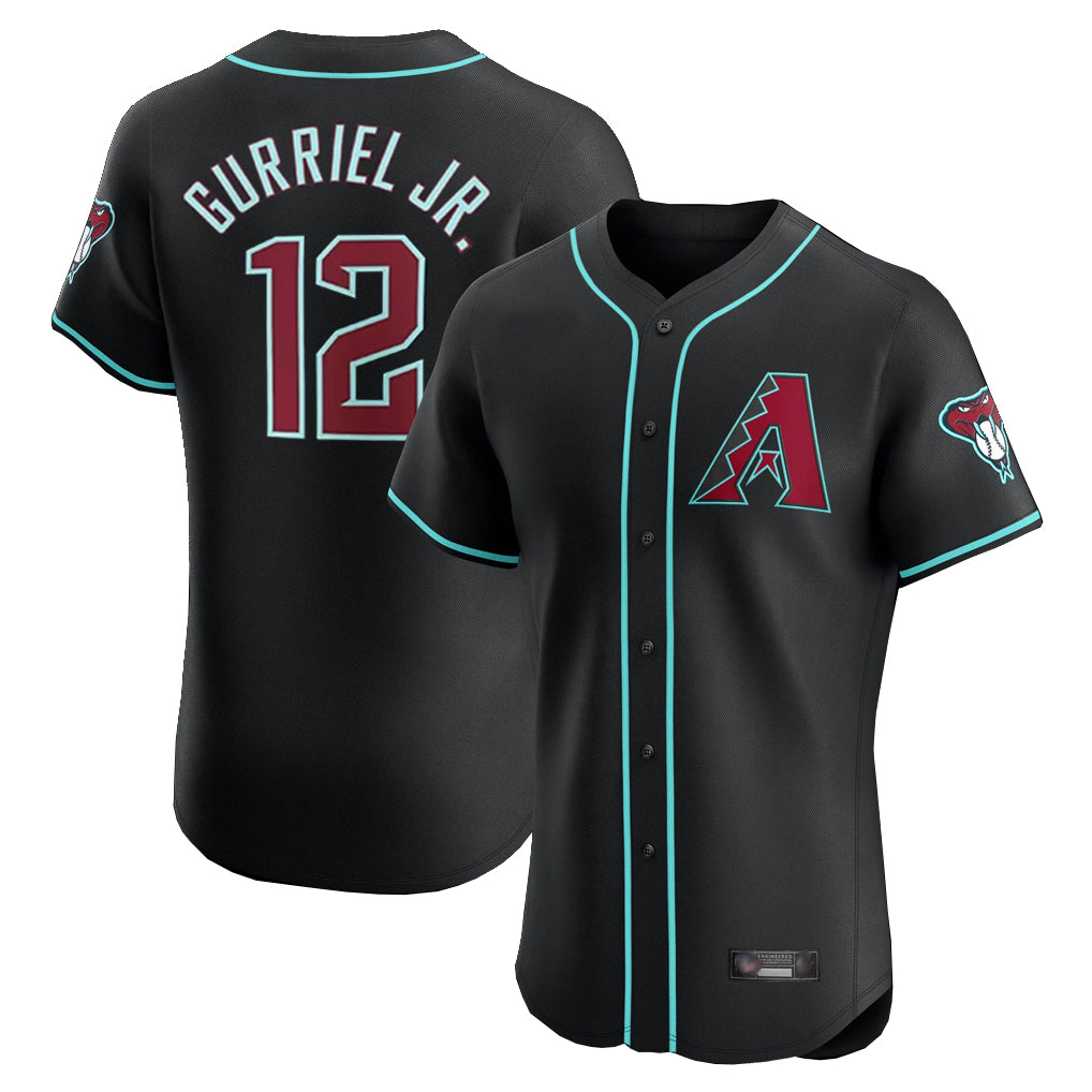 Arizona Diamondbacks #12 Lourdes Gurriel Jr Player Black Jermy Limited Elite Home Game Stitched Jerseys