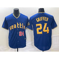 Seattle Mariners #24 Ken Griffey Number Blue Jermy 2023 City Connect Cool Base Stitched Jersey 1