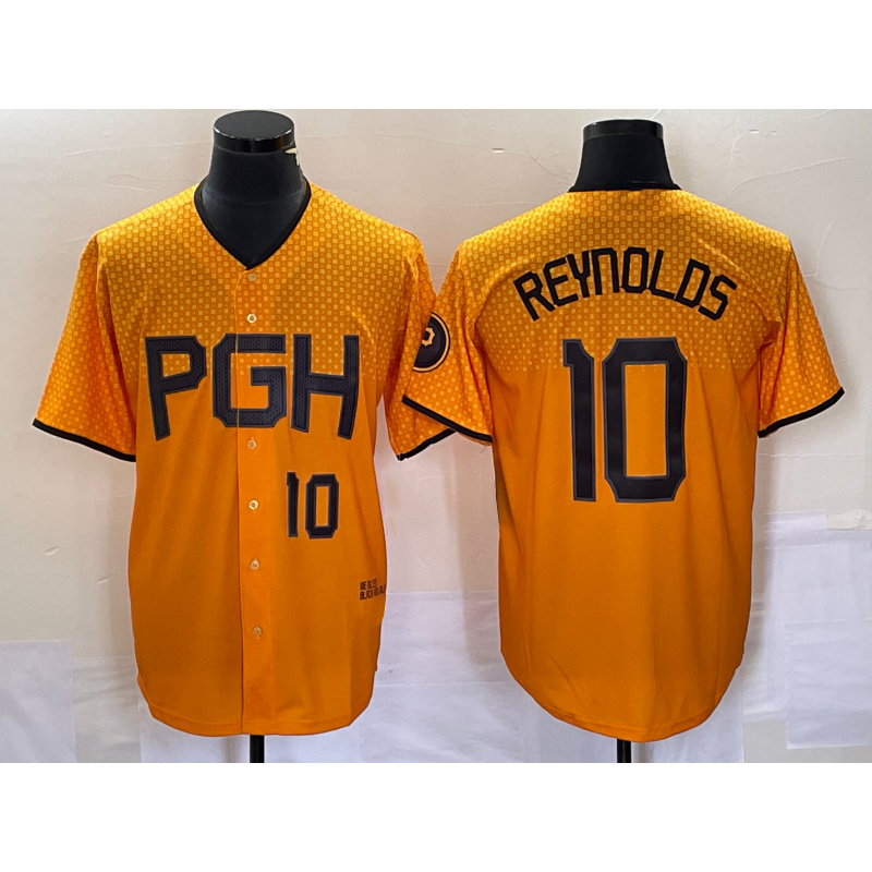 Pittsburgh Pirates #10 Bryan Reynolds Number Gold Jermy 2023 City Connect Stitched Jersey 2