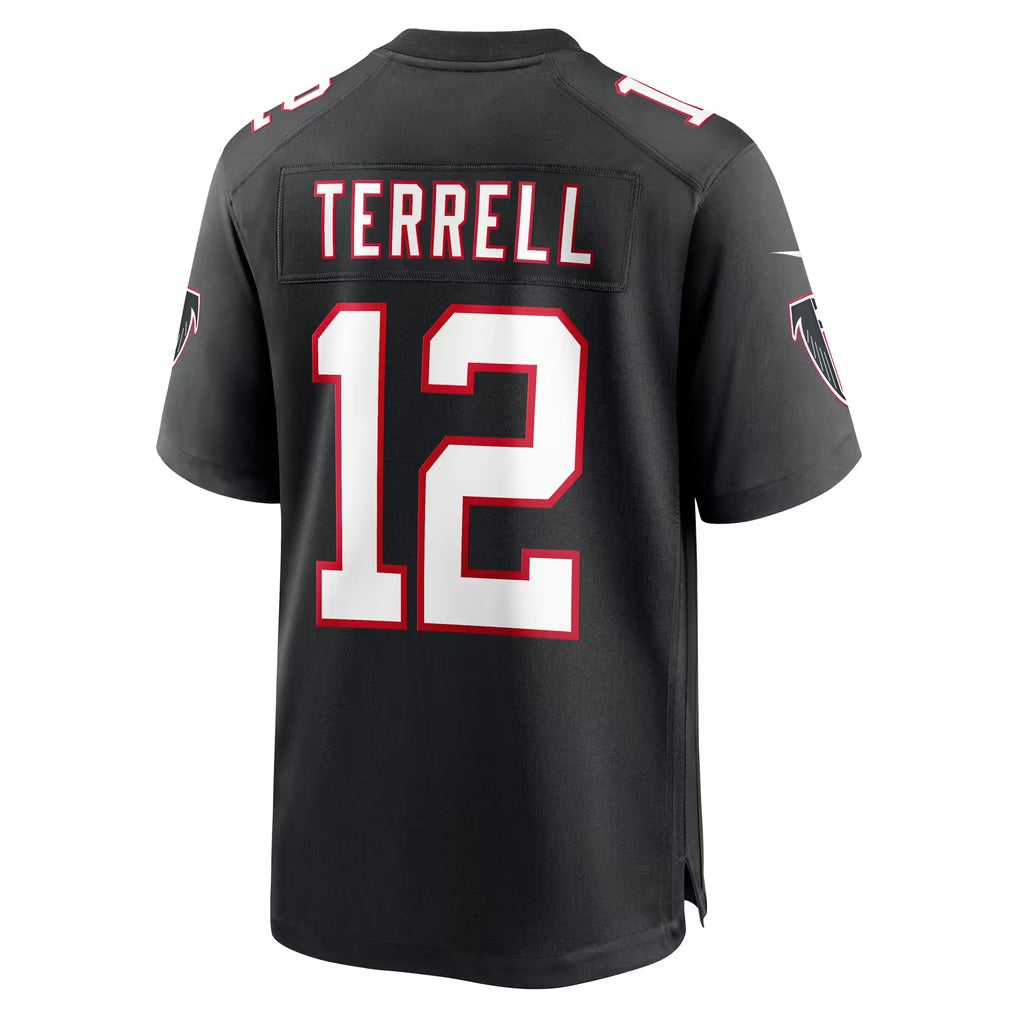A.Falcons #12 Avieon Terrell Black Alternate Throwback Game Football jersey Jermy
