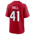 A.Falcons #41 Darren Hall Red Team Game Football jersey Jermy