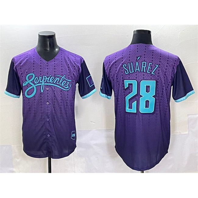 Arizona Diamondbacks #28 Eugenio Su¨¢rez Purple Jermy 2025 City Connect Limited Stitched Jersey