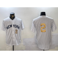 New York Yankees #2 Derek Jeter White Jermy Pinstripe Without Name Fashion Cool Base Jerseys