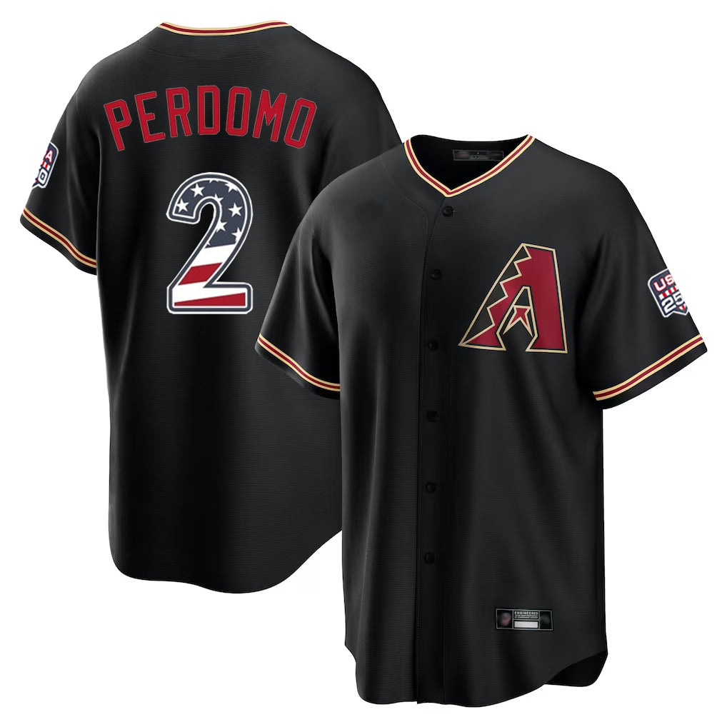 Arizona Diamondbacks #2 Geraldo Perdomo Player Black Jermy USA 250 Fourth of July Game Home Stitched Jerseys