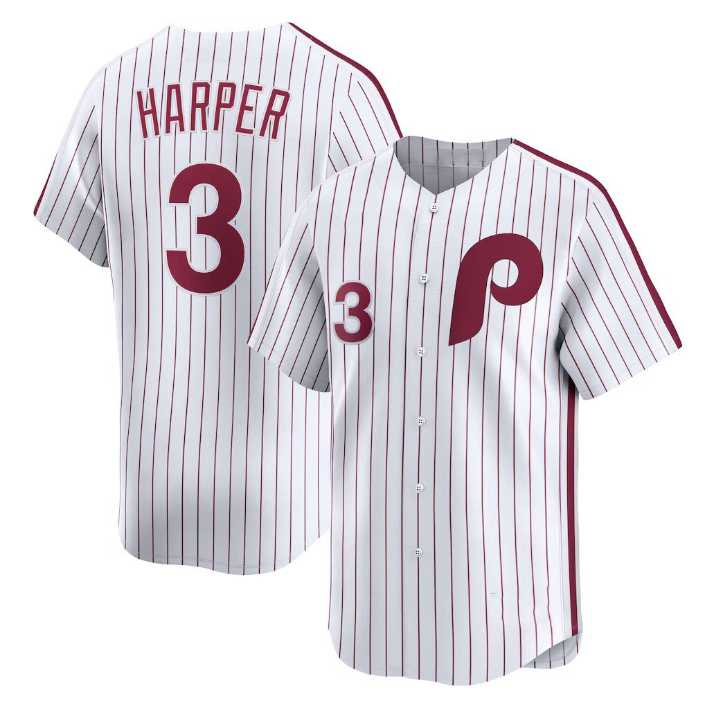 Philadelphia Phillies #3 Bryce Harper White Jermy Cooperstown Collection Limited Jersey