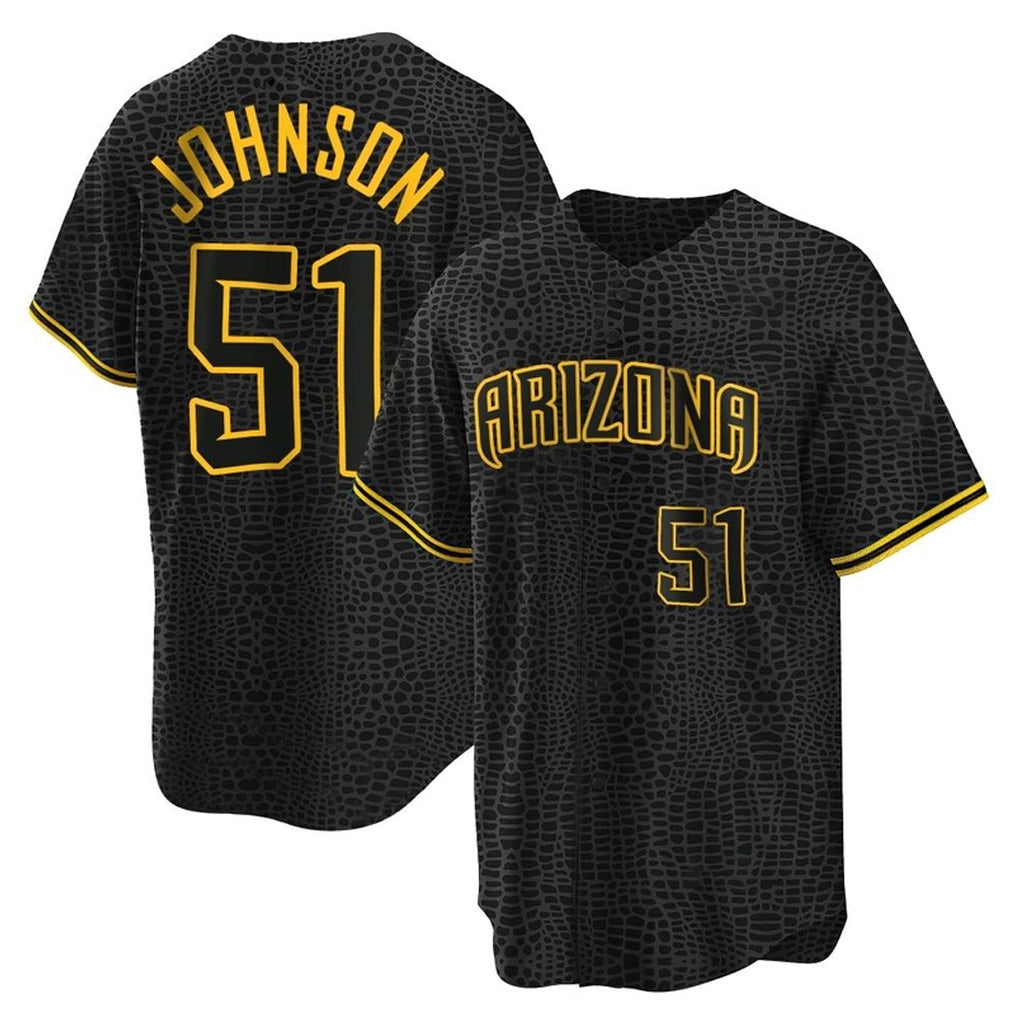 Arizona Diamondbacks #51 Randy Johnson Player Black Jermy Snake Skin City Home Game Stitched Jerseys