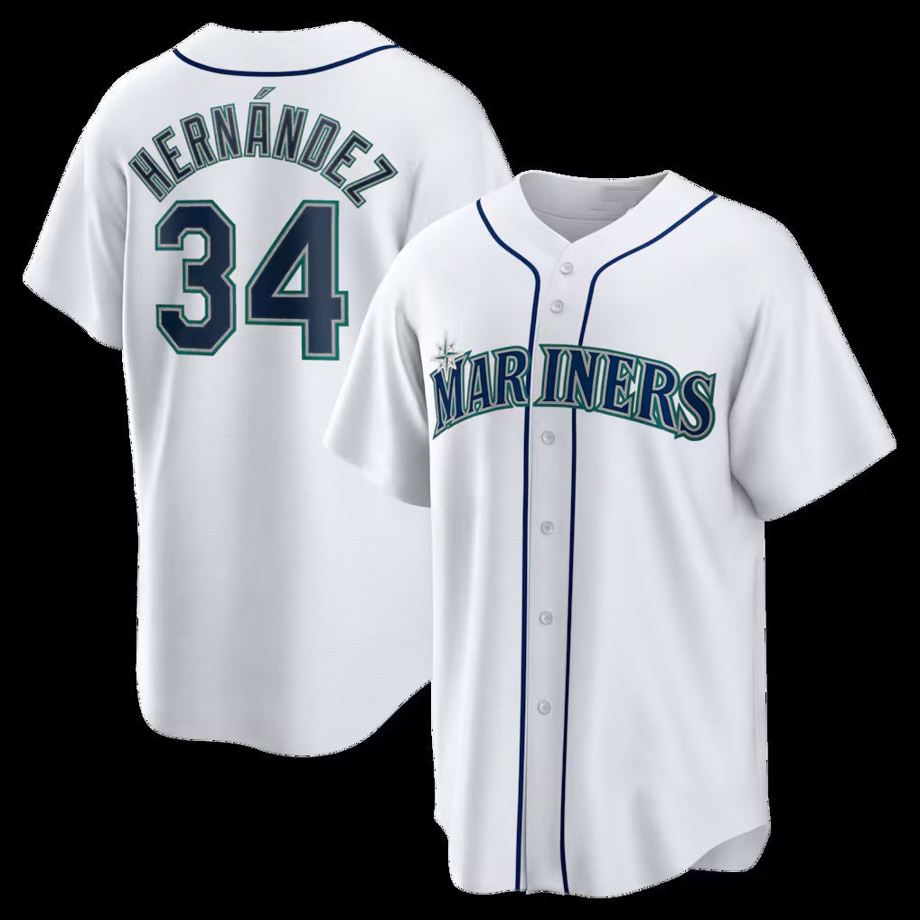Seattle Mariners #34 Felix Hernandez White Jermy Home Retired Player Replica Jersey