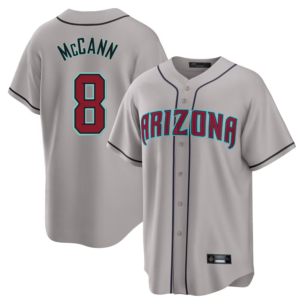 Arizona Diamondbacks #8 James McCann Player Gray Jermy Road Home Game Stitched Jerseys